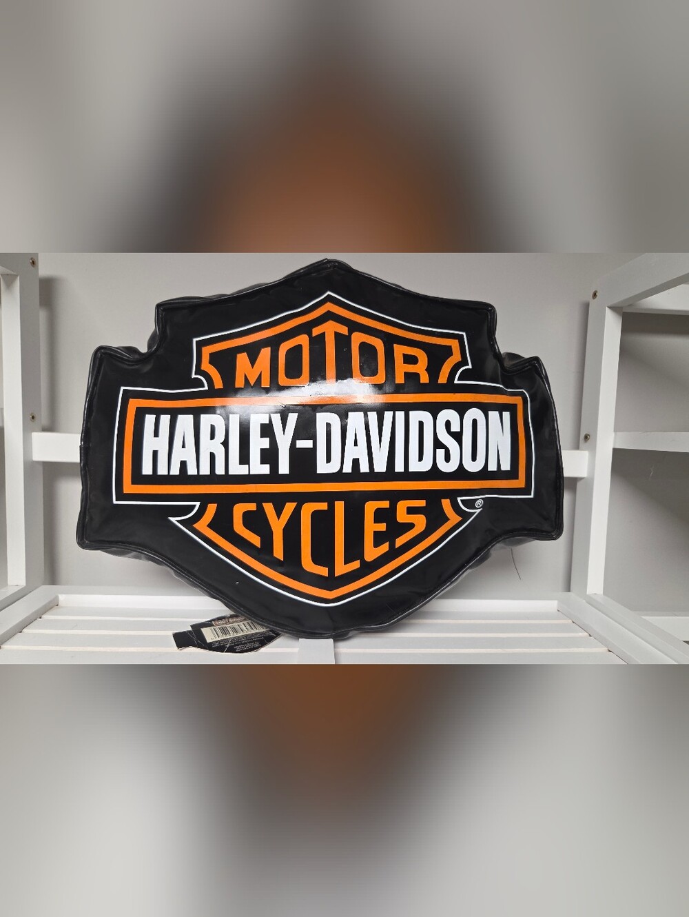 Harley-Davidson Black, Orange & White Shield Pillow